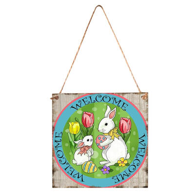 

Happy Easter Wood Hanging Plaque Home Wall Decorative Sign Festival Pendant