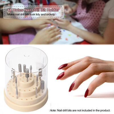 

Toponeto 48Hole Beige Organizer Manicure Box Displayer Nail Drill Bit Holder Stand