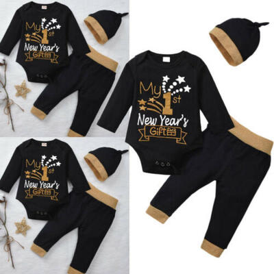 3PCS Set Newborn Baby Girls Boy T-shirt Top Long Pants Leggings Outfits Clothes
