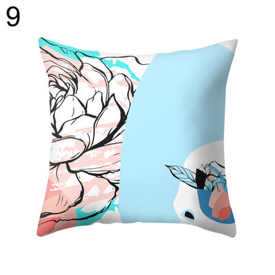 

Flower Color Block Twig Pillow Case Cushion Cover Sofa Bed Car Cafe Office Decor