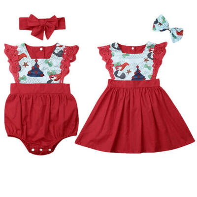 

US Stock Kid Baby Girl Sister Matching Xmas Clothes Mermaid Romper Dress Costume