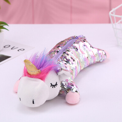 

Cute Unicorn Sequin Pencil Pen Case Stationery Makeup Cosmetic Bag Zipper Pouch