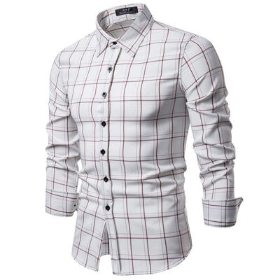 

SUNSIOM Mens Button Up Plaid Casual Shirts Slim Fit Long Sleeve Dress Shirts Tops