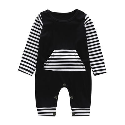 

Fashion Baby Romper Infant Newborn Boys Girl Stripe Clothes Autumn Jumpsuit