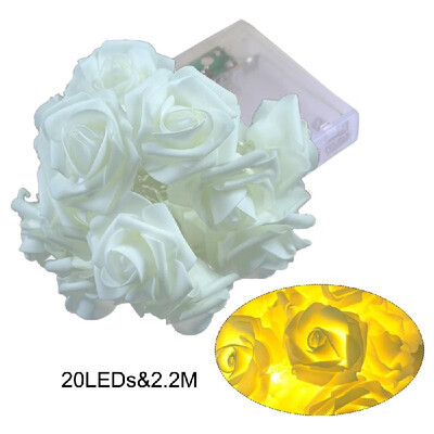 

20LEDs Lamp String 22M Rose Christmas Holiday Lights Valentine Wedding Decoration Flower Bulbs LEDs Lamp