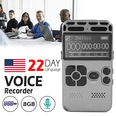 

8GB Rechargeable LCD Digital Audio Sound Voice Recorder Dictaphone MP3 Player