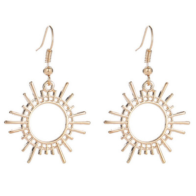 

Creative Alloy Geometric Sun Gear Shape Earings Design Fashion Shiny Silver UK