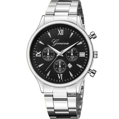 

GENEVA Watch men Stainless Steel Analog Quartz Wristwatch Ladies Female Fashion Minimalist Silver Hot Sale Watches