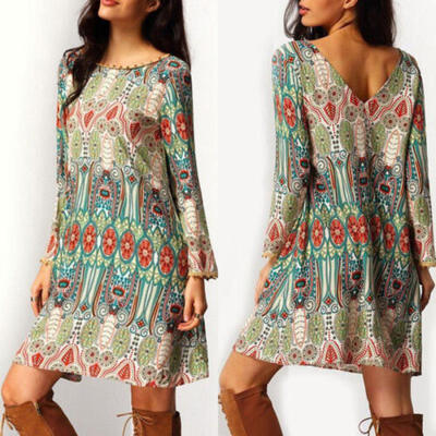

Womens Floral Boho Chiffon Evening Party Cocktail Prom Beach Short Mini Dresses