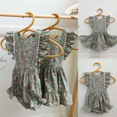 

Kid Baby Girl Sister Matching Floral Clothes Romper Sun Suit Dress Outfit Set