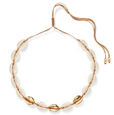 

Fashion 2019 Gold Color Cowrie Shell Choker Necklace Women Bohemia Statement Collier Punk Bead Rope Chain Necklace