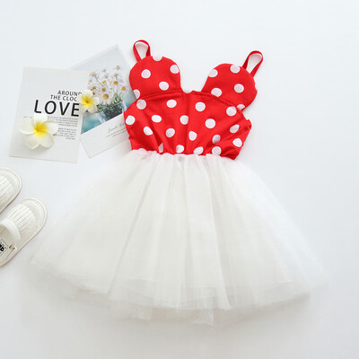 

Toddler Kid Baby Girl Sleeveless Dot Printed Tulle Lace Princess Dress Clothes