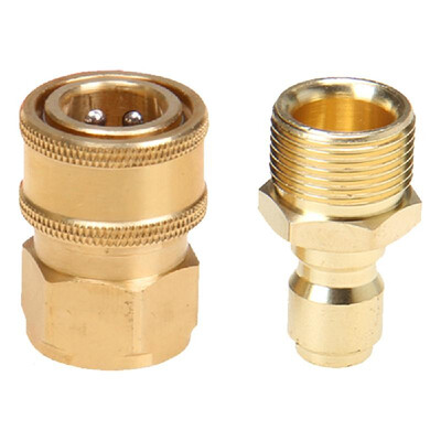 

High Pressure Water Gun Spray Connectors Garden Hose Quick Connector Heavy-duty Copper Hose Fittings 38 In Male&Female Water