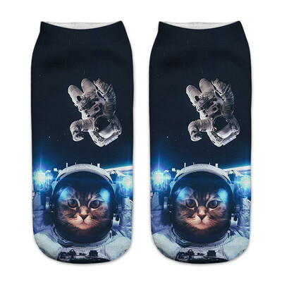 

1Pair Women Low Cut Ankle Socks Funny Socks Cat Cartoon 3D Printing Socks Cotton Hosiery Printed Socks