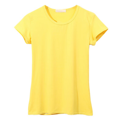 

Womens O neck Short Sleeve T-Shirt Female Solid Color Summer Casual Shirt Slim T-Shirt For Lady