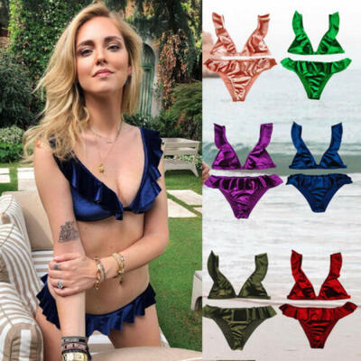 

Ice Velvet Women Summer Swimwear Bikini Set Push-up Padded Bra Underwear Sets