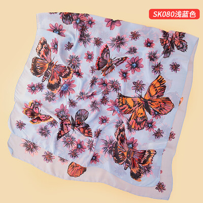 

Summer silk scarf female butterfly flower printing temperament wild beach towel shawl dual-use scarf female double-sided new silk satin