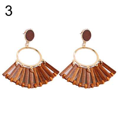 

Wooden Geometric Pendant Statement Stud Earrings Fashion Women Party Jewelry