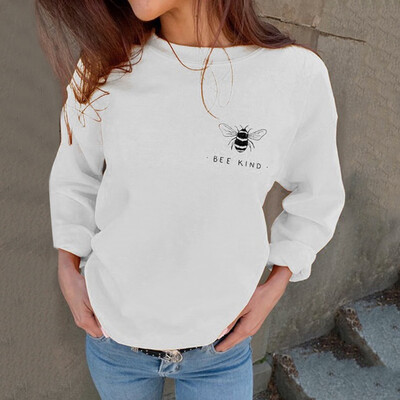 

Starmoon Womens Autumn Fashion Sweatshirts Bee Kind Letter Print Casual Loose Blouses