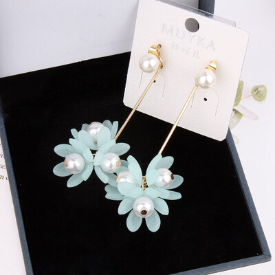 

EK414 Korean Style Personality Crystal Acrylic Flowers Drop Earrings For Women Geometric Dangle Earring Lover Sweet Cute Gift
