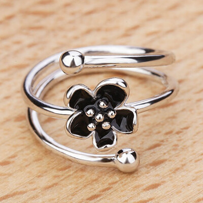 

Rings S925 Silver Only Beautiful Female Flowers Open Simple