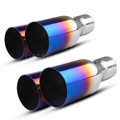 

2pcs Welded 25" Inlet Exhaust Tips 35" Outlet 105" Long Burnt Stainless Steel
