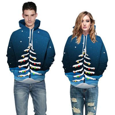 

Toponeto New Christmas Style Couples Christmas 3D Printed Long Sleeve Hat Blouse