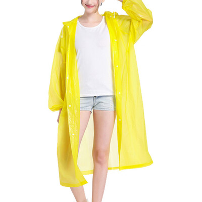 

Adult Raincoat Transparent Waterproof PVC Reusable Rain Poncho Hooded Women Men