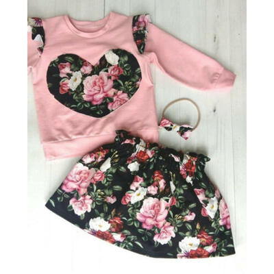 

US Toddler Kids Baby Girl Autumn Clothes Floral Tops Tutu Skirt Dress Outfit Set