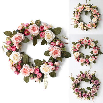 

Artificial Peony Wreath Vintage Garland Hanging Ornament Flower Door Wall Decor