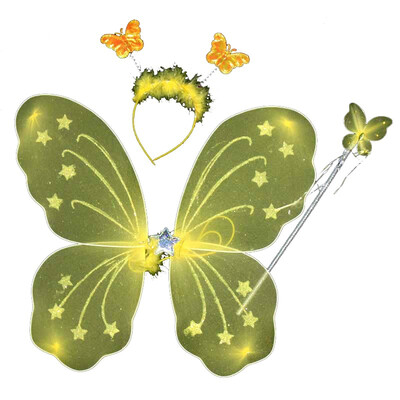 

WEIXINBUY 3pcsSet Girl Fairy Princess Christmas Costume Butterfly Wing Wand Headband