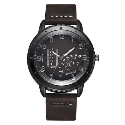 

Men Leather Band Watch Male Quartz Retro Korean Fashion Wrist Watches Gift