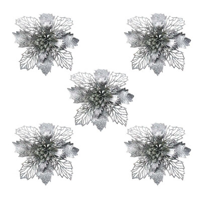 

Gobestart Christmas Tree Ornaments Christmas Simulation Flower Xmas Ornament 5Pcs