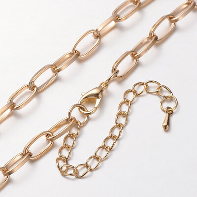 

Iron Cable Chain Necklace Makings with Alloy Lobster Claw Clasps&Iron End Chains Light Gold 299