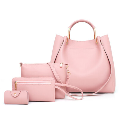 

Tailored Fashion Womens Trend Four-Piece Solid Color Leather Shoulder Bag Handbag