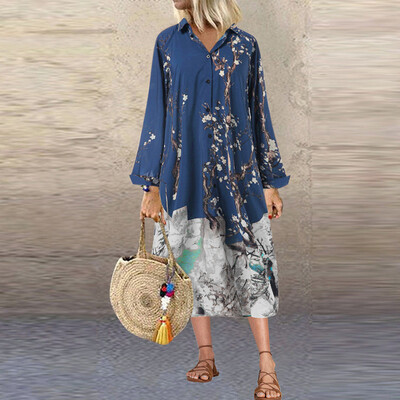 

Roseonmyhand Ladiesprinting Stand Collar Long Sleeves Button Shirt Tops