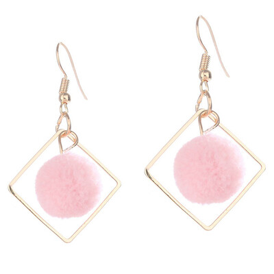 

New Personality Fashion Geometric Hair Ball Earrings Sweet Simple Drop Earrings