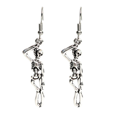 

Women Halloween Gothic Exaggerated Human Skeleton Pendant Hook Earrings Jewelry