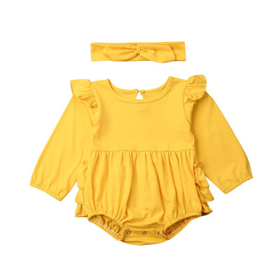 

US Newborn Baby Girl Clothes Ruffle Long Sleeve Romper Jumpsuit Outfits Autumn
