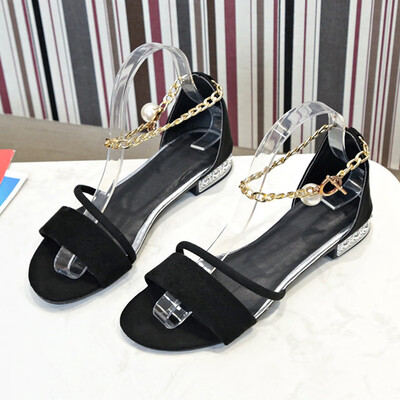 

Sandals womens summer fashion outside wearing students with thick heels a word buckle Roman shoes Korean version of the hundred-s