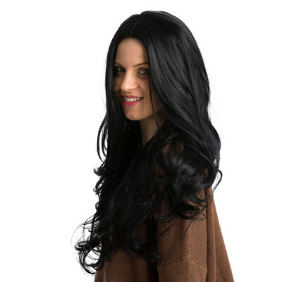 

Synthetic Fiber Hair Wigs for Women Hair Styling High Temperature Heat Resistant 26 Inch Hair Wig Black with Wig Cap Random Color