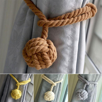 

2Pcs Home Decor Handmade Curtain Cotton Rope Tie Backs Ball Tiebacks Holdbacks