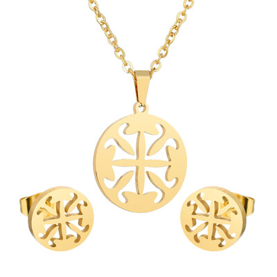 

Luxury Gold Color Women Infinite Owl Love Heart Fatima Hand Necklace Earrings Stainless Steel Bridal Wedding Jewelry Sets