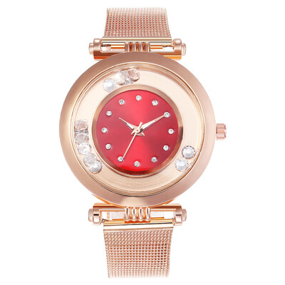 

Explosion models luxury womens watch alloy mesh with rhinestone quicksand quartz watch with the same paragraph