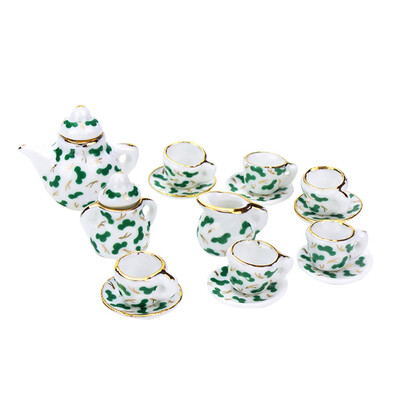 

YIWULA112 16 Dollhouse Miniature Scene Model Tea Service Set Pretend Play Toy