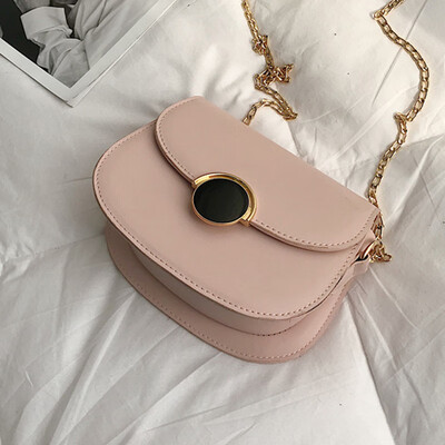 

Women 2019 new summer small fresh Korean version of the round buckle bag semicircular saddle bag one shoulder bag slanted