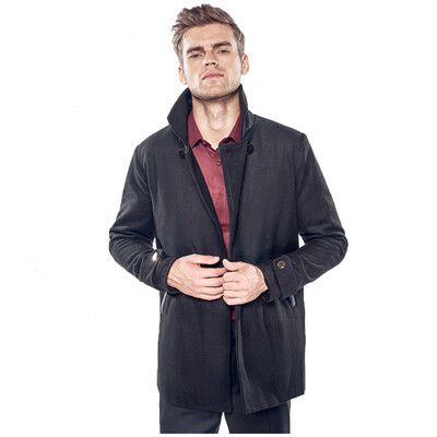 

Toponeto Winter Mens Solid Color Pocket Edging Color Gold Button Casual Long Trench Coat