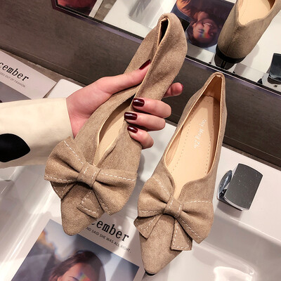 

Shoe Girl Summer Retro Student Hundreds of Tip-toed Butterfly-knotted Single Shoes Late&Late Bean Shoes Tide