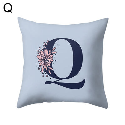 

Modern Capital Letter Flower Pillow Case Waist Throw Cushion Cover Home Decor