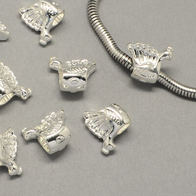 

Alloy European Beads Large Hole Beads Peacock Silver 12x14x75mm Hole 45mm